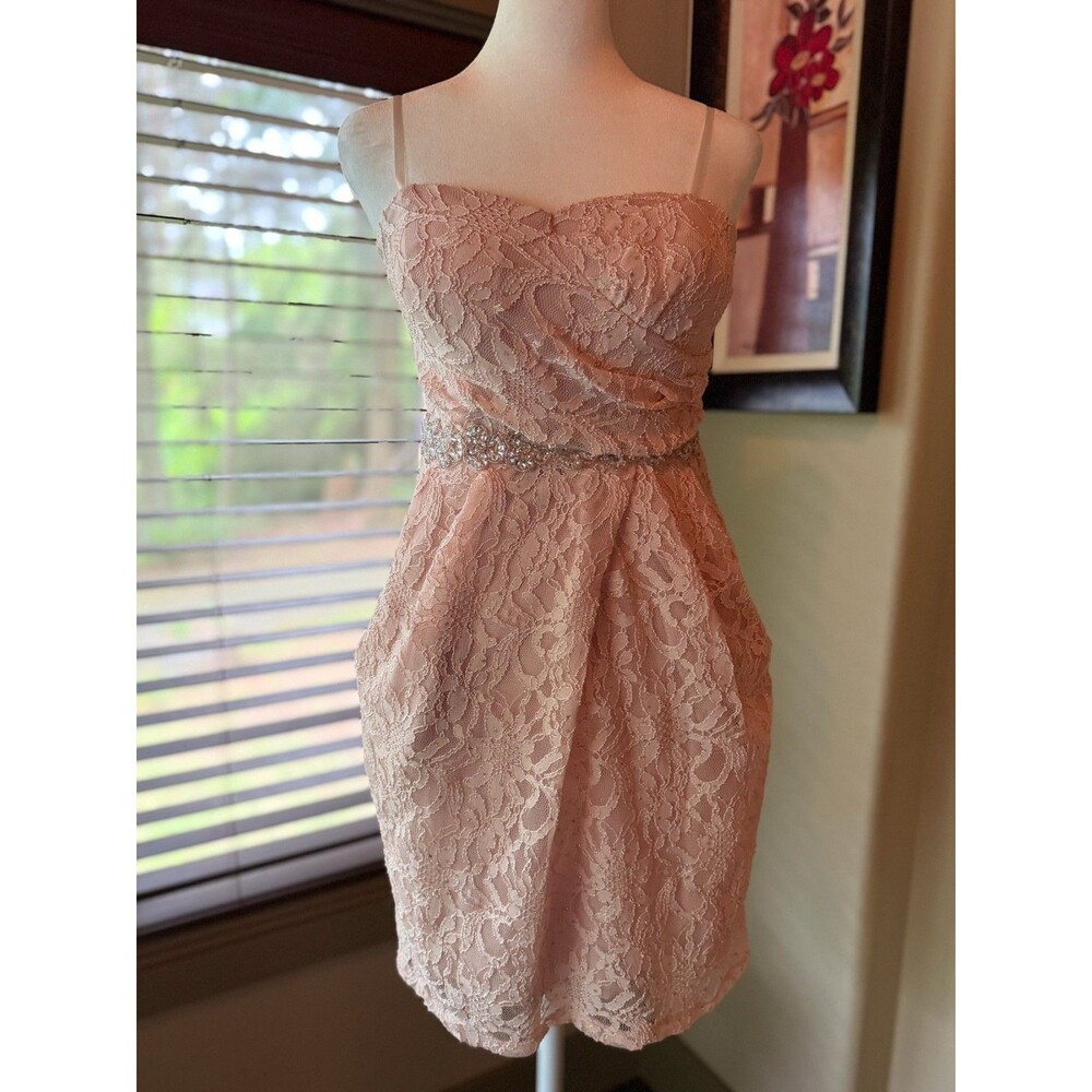 City Triangles Dress Size 4 Pastel Pink Lace Sparkly
